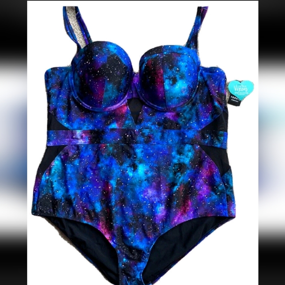 New Torrid 1x 2x 3x Galaxy Print Swimsuit One Piece Plus Size - Picture 8 of 9